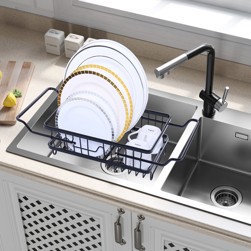 Expandable Dish Drying Rack with Utensil Holder