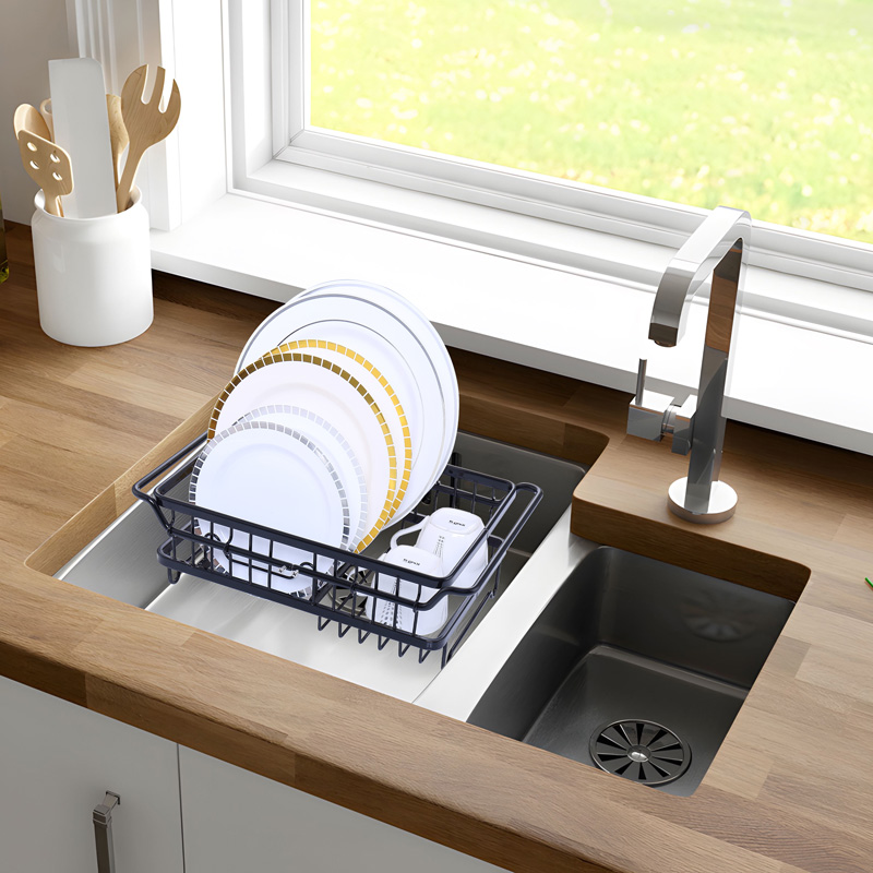 Expandable Dish Drying Rack with Utensil Holder