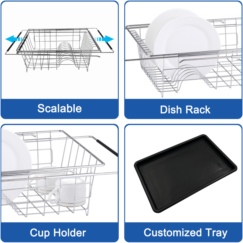 Expandable Adjustable Iron Dish Drying Rack Organizer