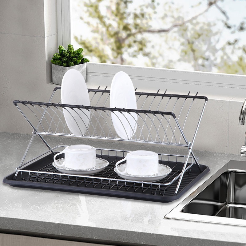 Foldable Dish Drying Rack with Drainboard