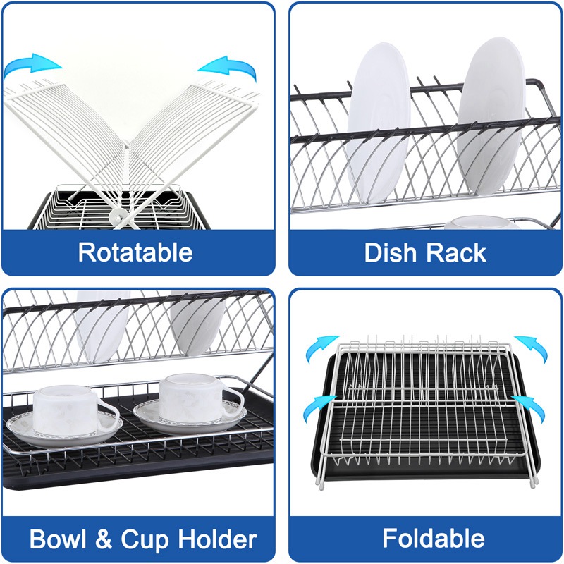 Foldable Dish Drying Rack with Drainboard