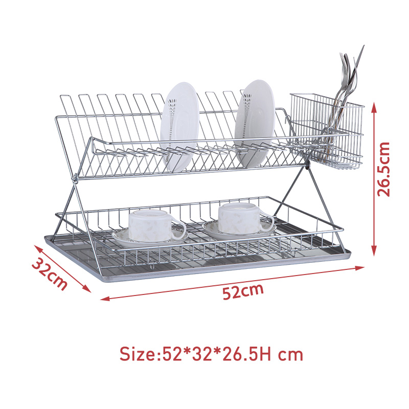 2 Tier Folding Dish Rack with Tray