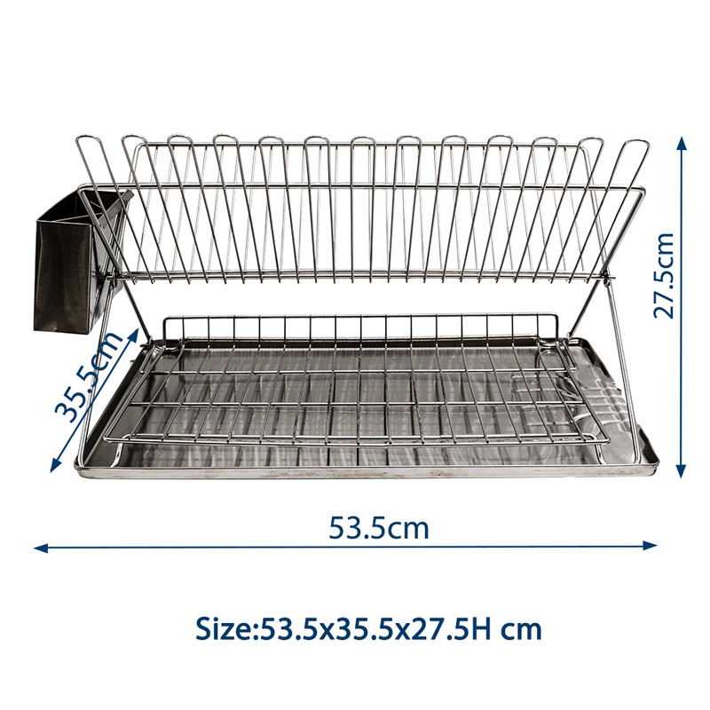 2 Tier Metal Dish Rack with Stainless Steel Tray