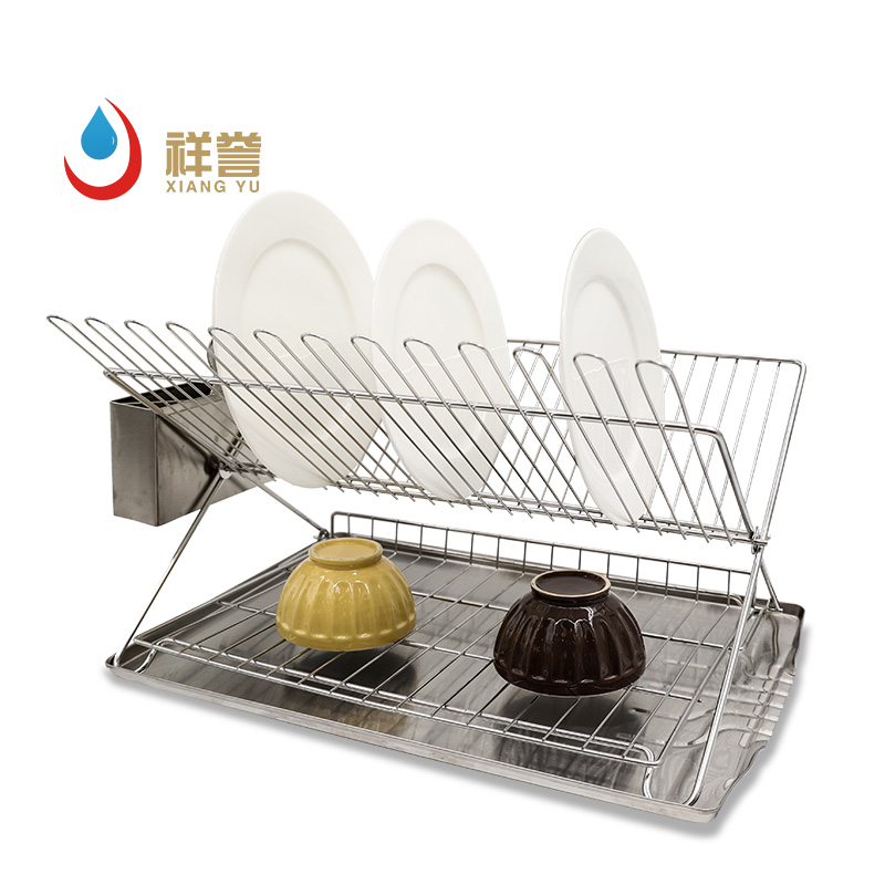 2 Tier Metal Dish Rack with Stainless Steel Tray