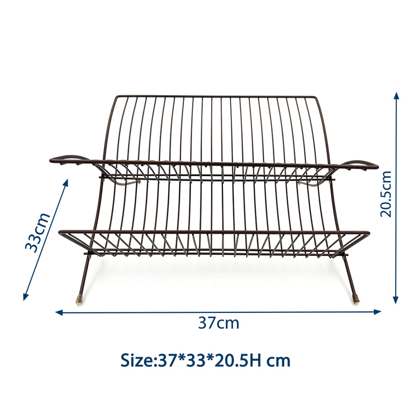 2 Tier Foldable Copper Dish Rack