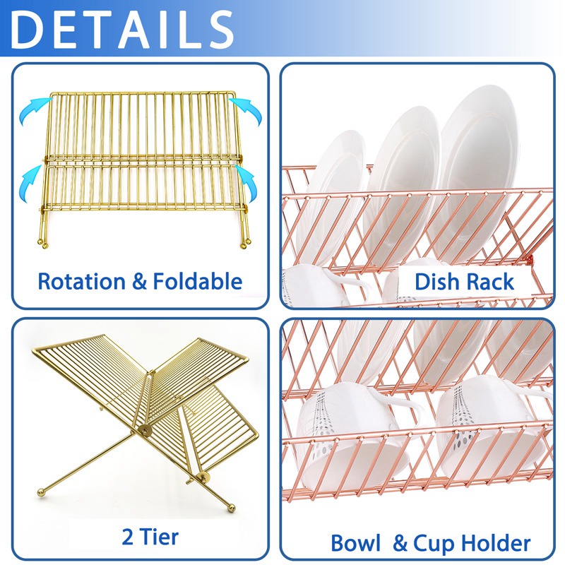 Foldable Polished Dish Drying Rack