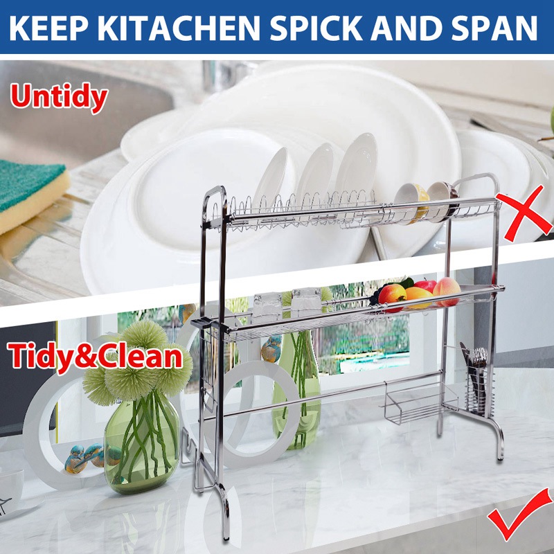 Large Capacity Stainless Steel Sink Dish Rack