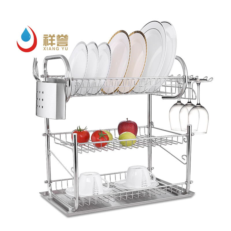 Stainless steel 3 Tier Dish Rack with Drain Tray