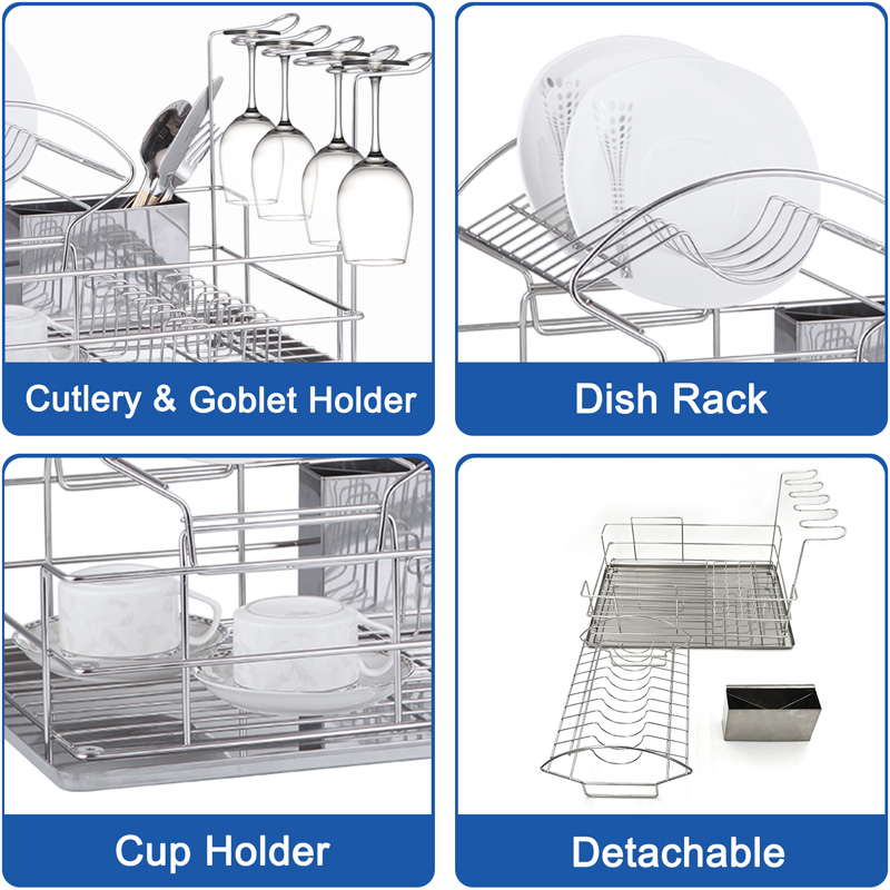 Large 2 Tier Stainless Steel Dish Drainer