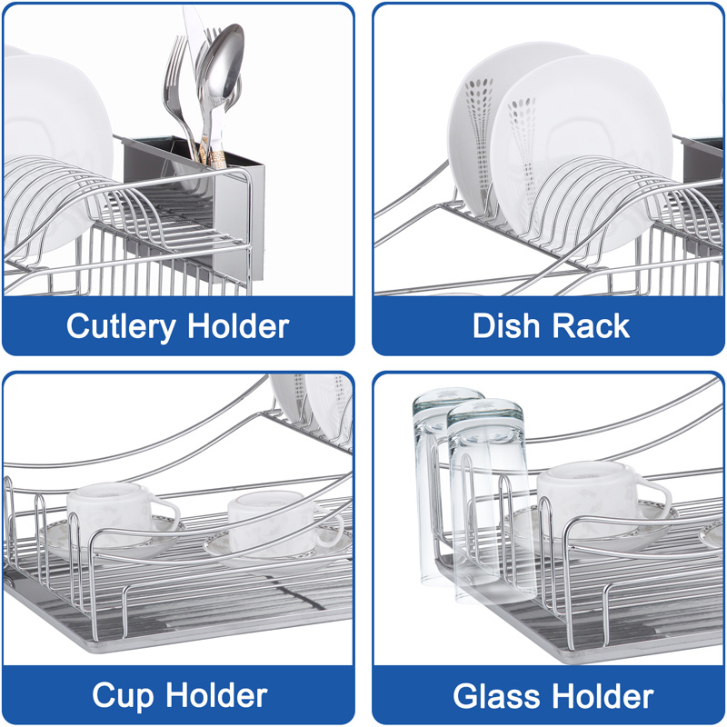 Stainless steel 2 Tier Dish Rack with Drainboard