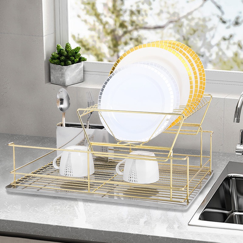 Stainless Steel Double Tier Dish Drying Rack