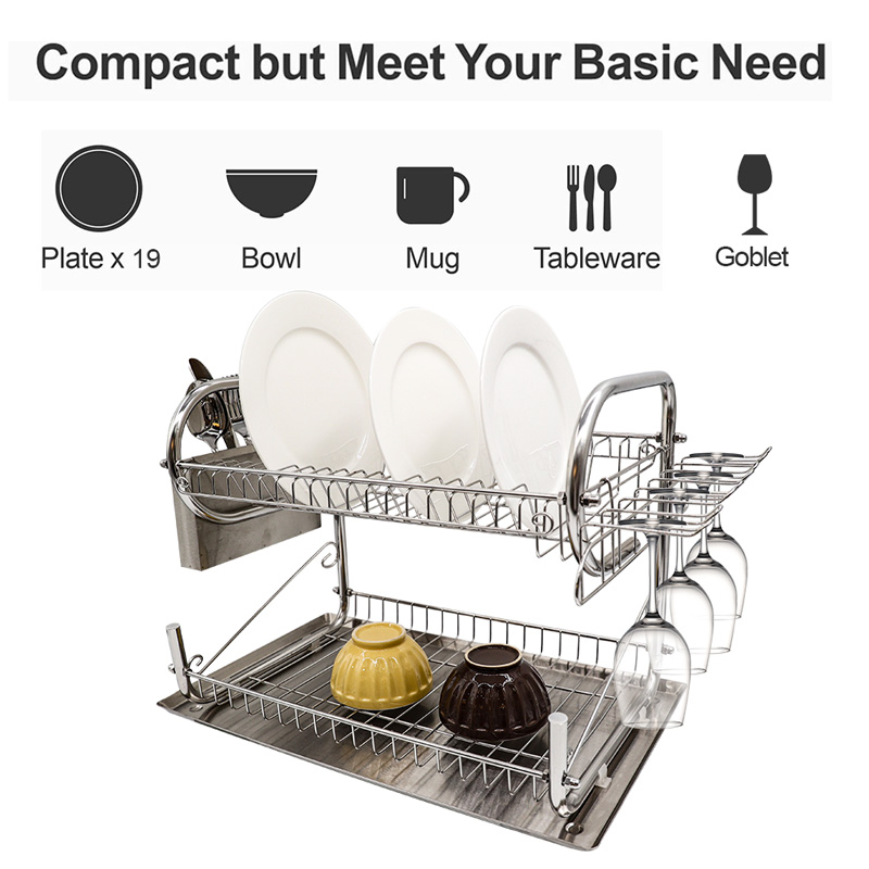 Large Capacity 2 Tier Dish Drying Rack