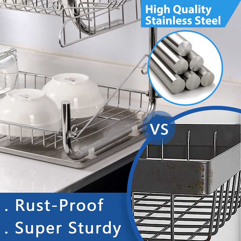 Large Capacity 2 Tier Dish Drying Rack