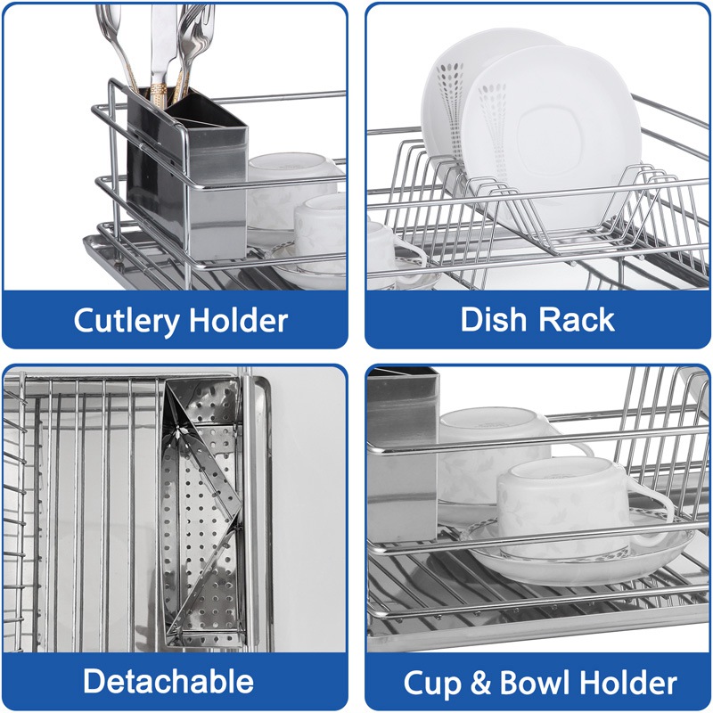 Kitchen Dish Rack with Removable Flatware Caddy