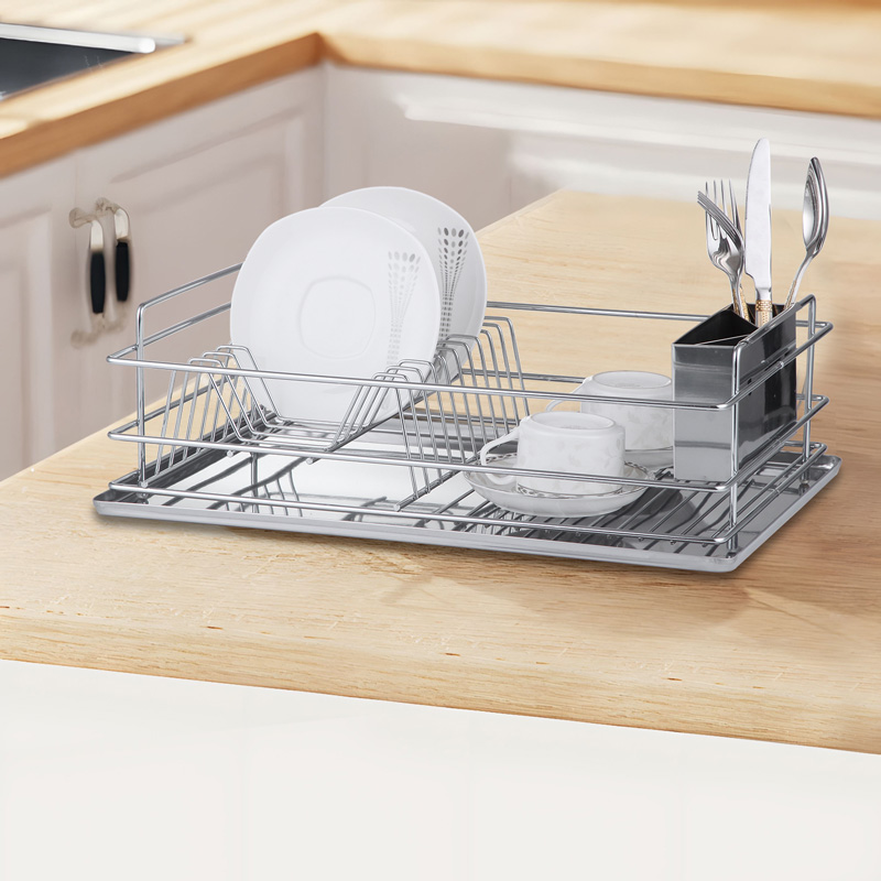 Kitchen Dish Rack with Removable Flatware Caddy