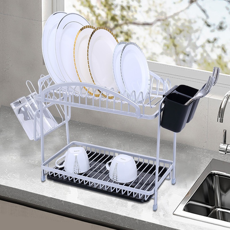 2 Layer Kitchen Dish Plate Rack