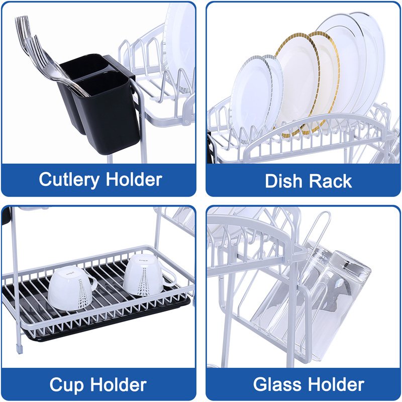 2 Layer Kitchen Dish Plate Rack