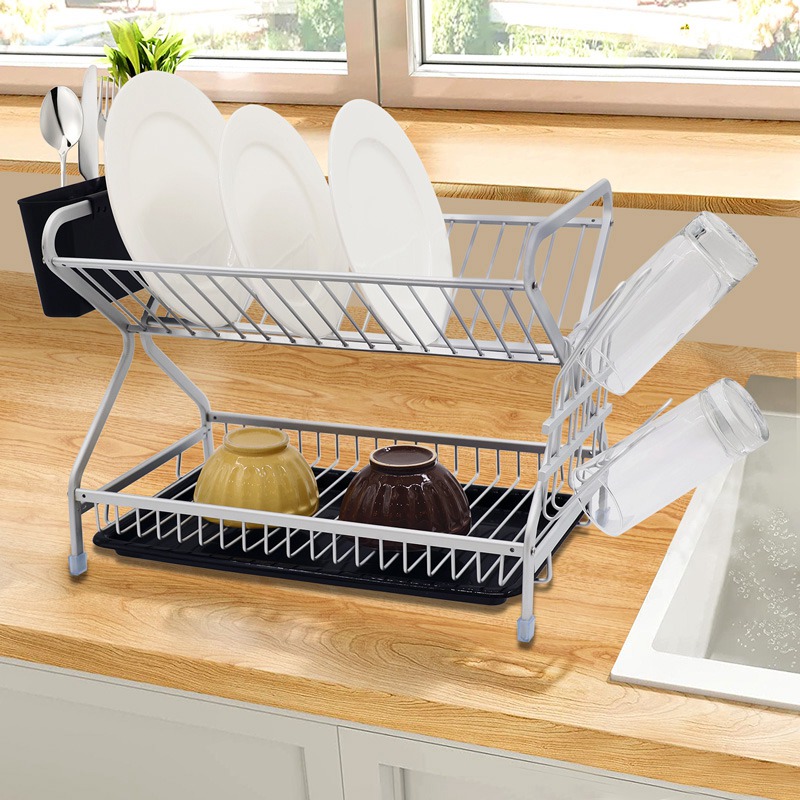 Non-Slip Aluminum Drain Dish Rack