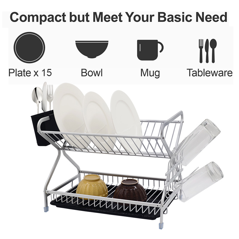 Non-Slip Aluminum Drain Dish Rack