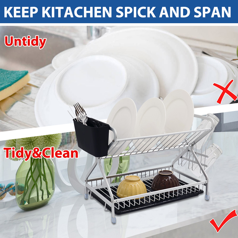 Non-Slip Aluminum Drain Dish Rack