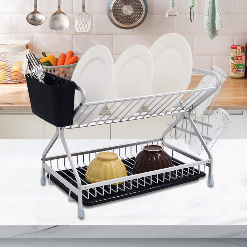 Non-Slip Aluminum Drain Dish Rack