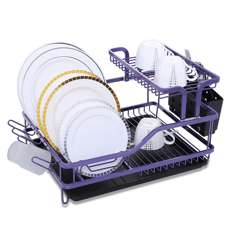 2 Layer Storage Dish Rack with Drain Board