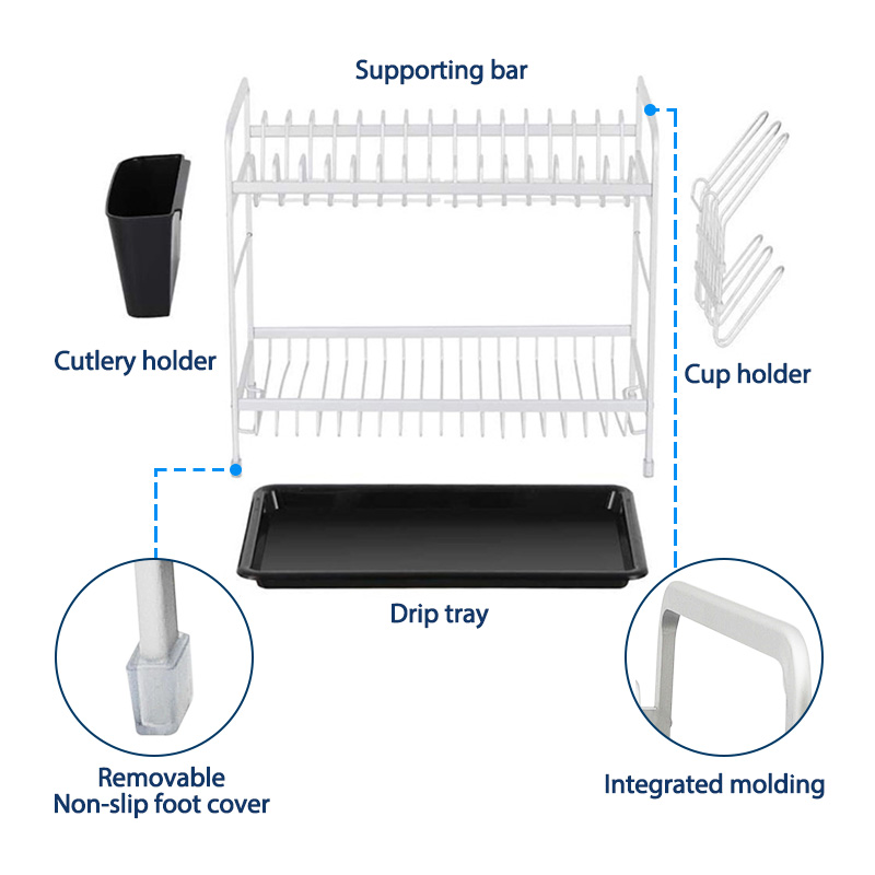 Free Standing 2 Layer Dish Drainer Rack