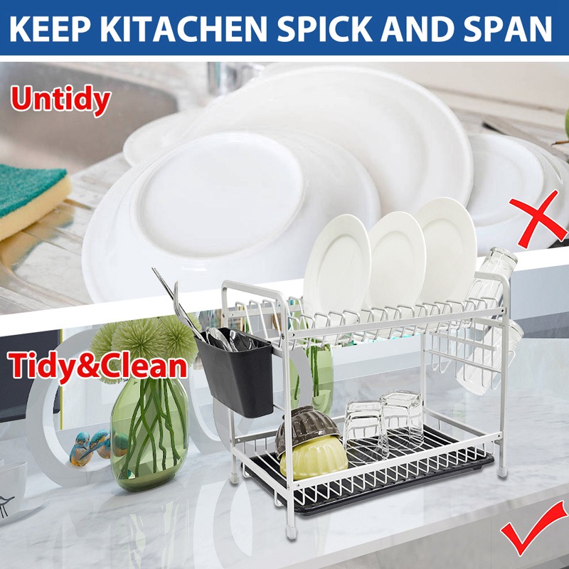 Free Standing 2 Layer Dish Drainer Rack