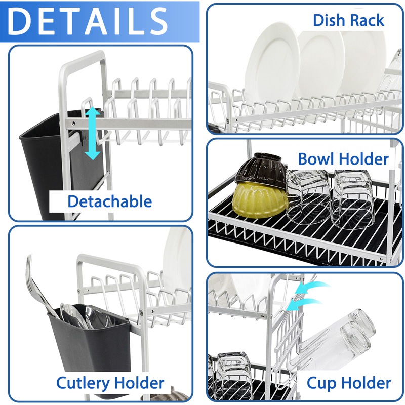 Free Standing 2 Layer Dish Drainer Rack