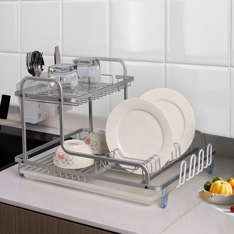 Kitchen Aluminum 2 Tier Utensils Rack