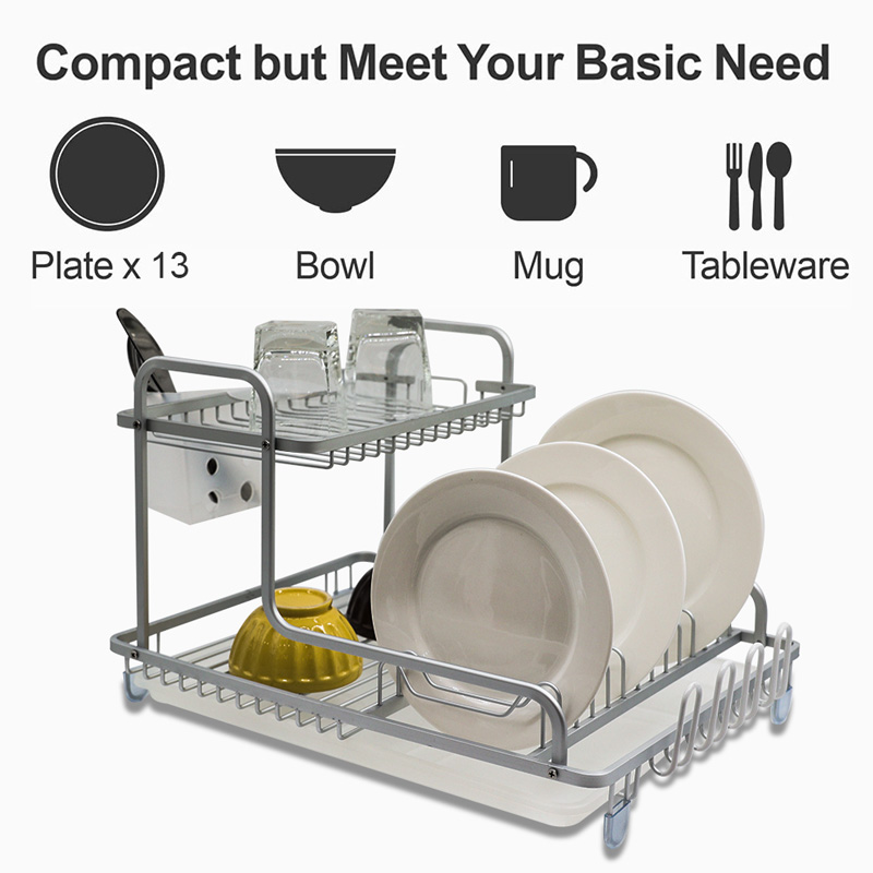 Kitchen Aluminum 2 Tier Utensils Rack