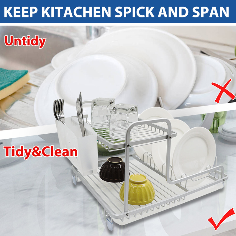 Kitchen Aluminum 2 Tier Utensils Rack