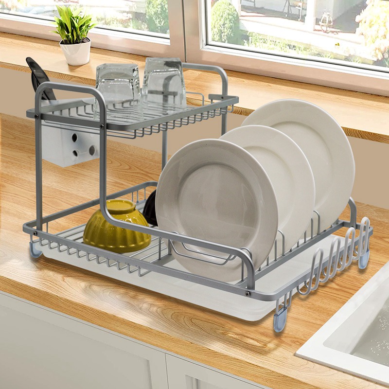 Kitchen Aluminum 2 Tier Utensils Rack