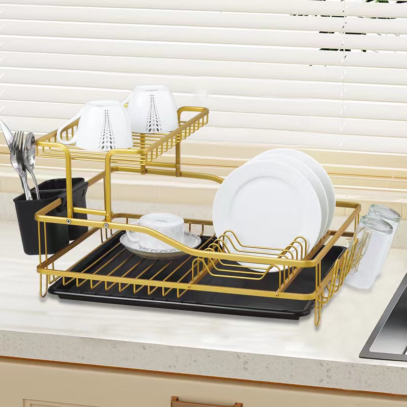 2 Tier Dish Drainer Rack With Tray