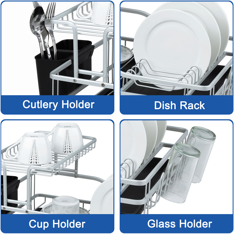 2 Tier Dish Drainer Rack With Tray