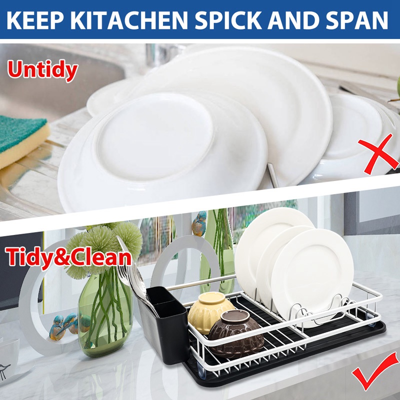 Kitchen Countertop Dish Drainer with Drainboard