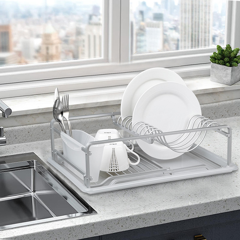 Aluminium Stand Dish Rack With Drain Board