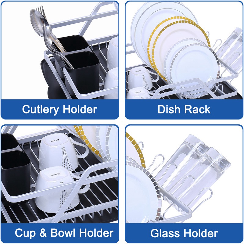 Aluminum Dish Rack with Tray