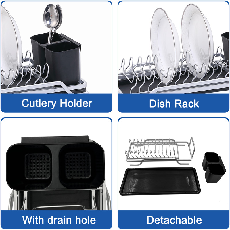 Multifunctional 1 Tier Aluminum Dish Rack