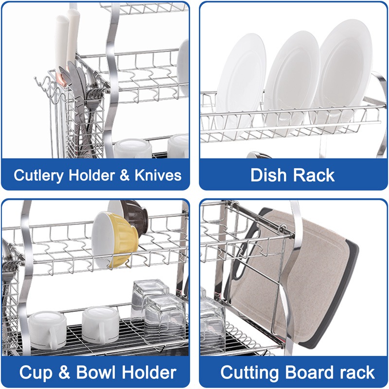 Kitchen Counter 3 Tier Dish Drying Rack