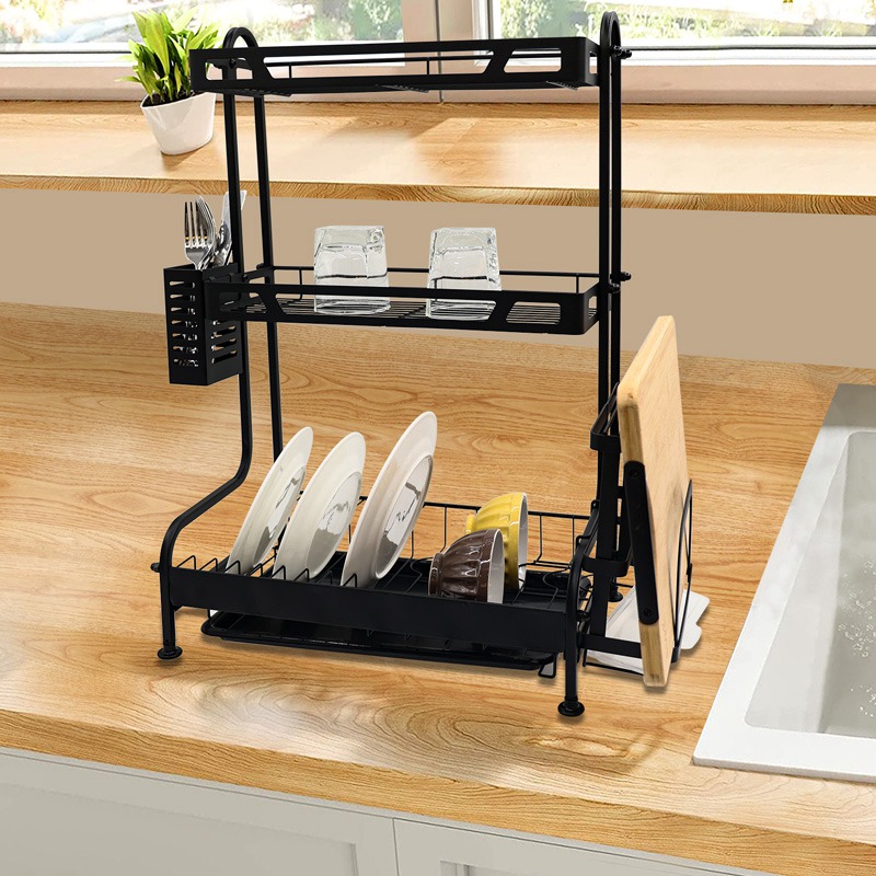 3 Tier Iron Dish Rack with Adjustable Shelf