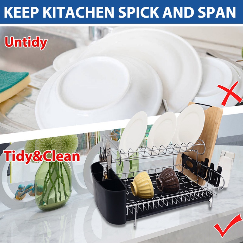 Detachable 2 Tier Dish Drying Rack