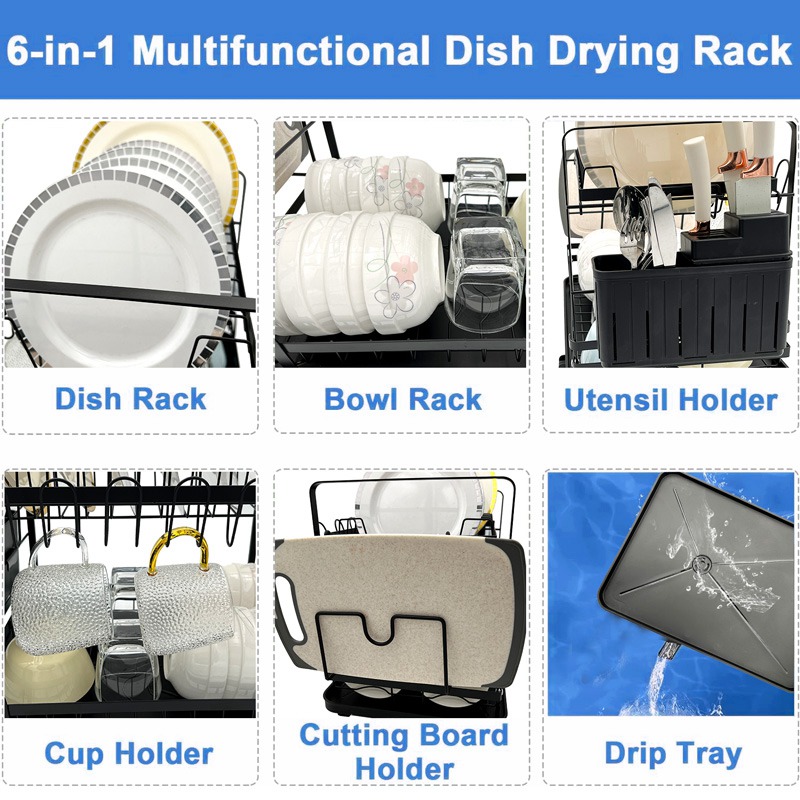 Foldable Iron 2 Tier Dish Rack