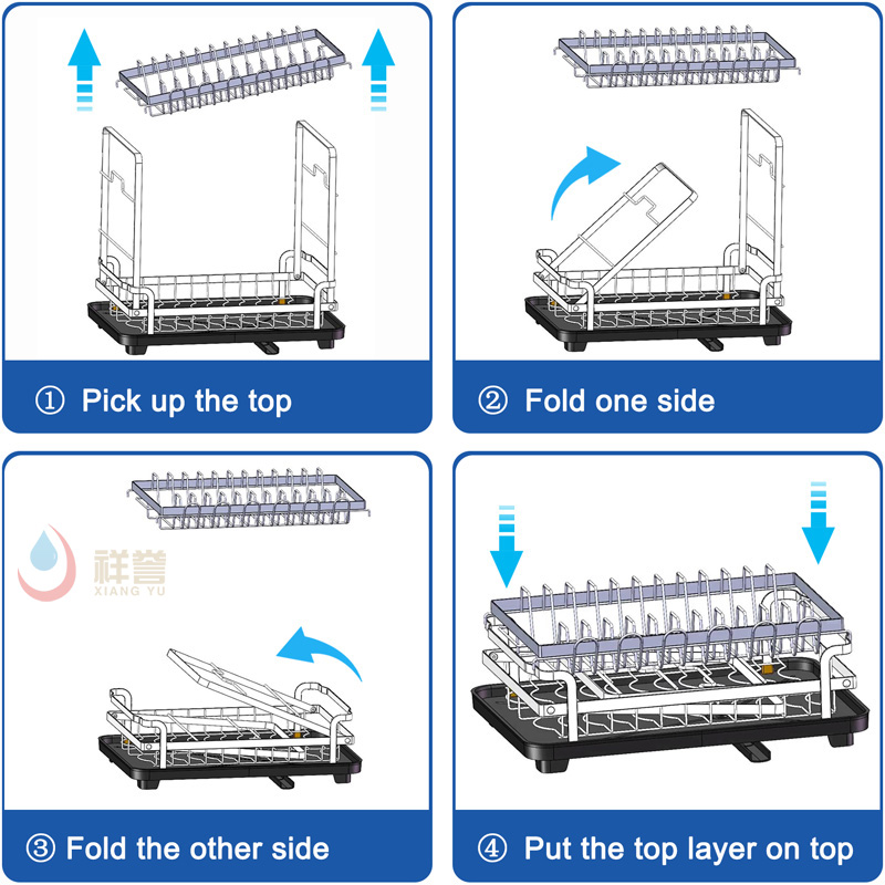 Foldable Iron 2 Tier Dish Rack