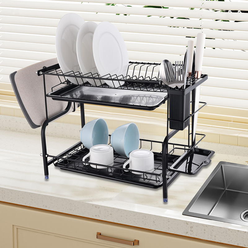 Kitchen Counter Small Plate Rack Organizer