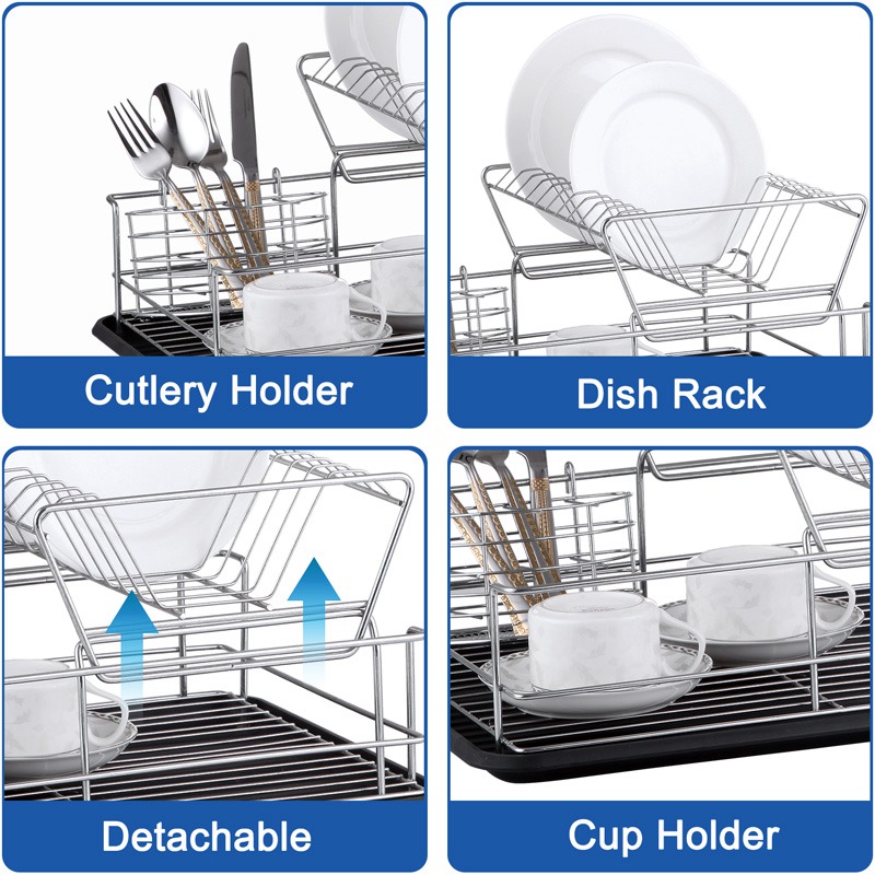 Multifunctional Iron 2 Tier Dish Drying Rack