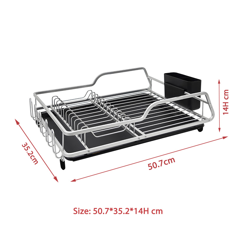 Single-Tier Dish Drying Rack with Tray