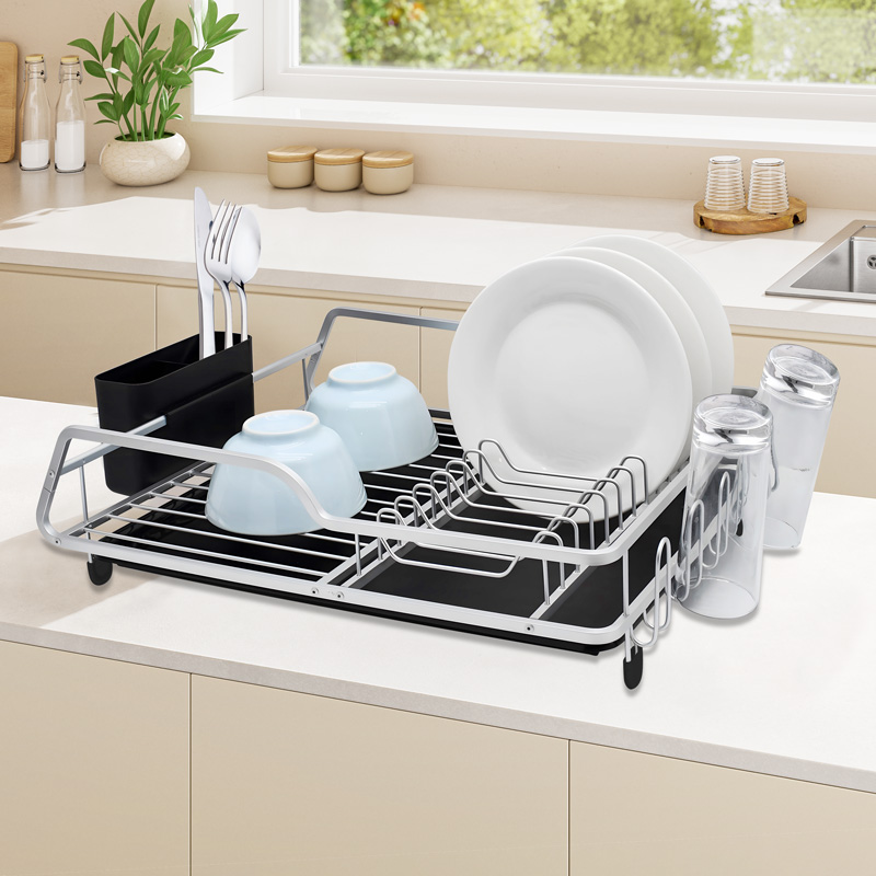Single-Tier Dish Drying Rack with Tray