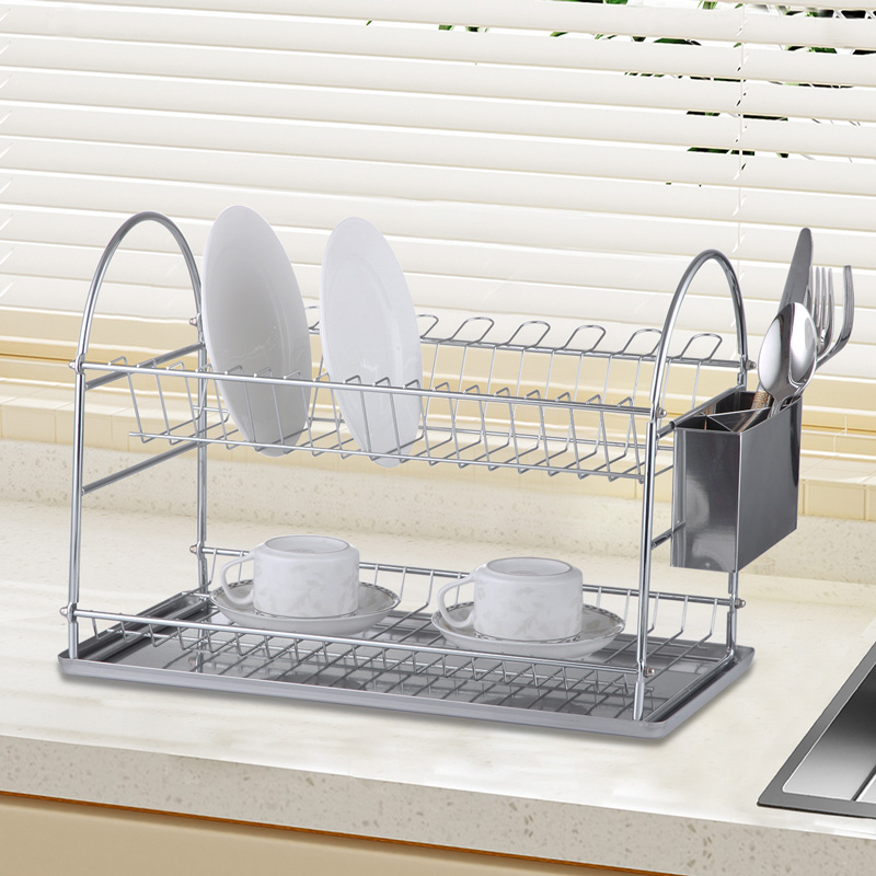 Double-Tier Stainless Steel Large Dish Rack