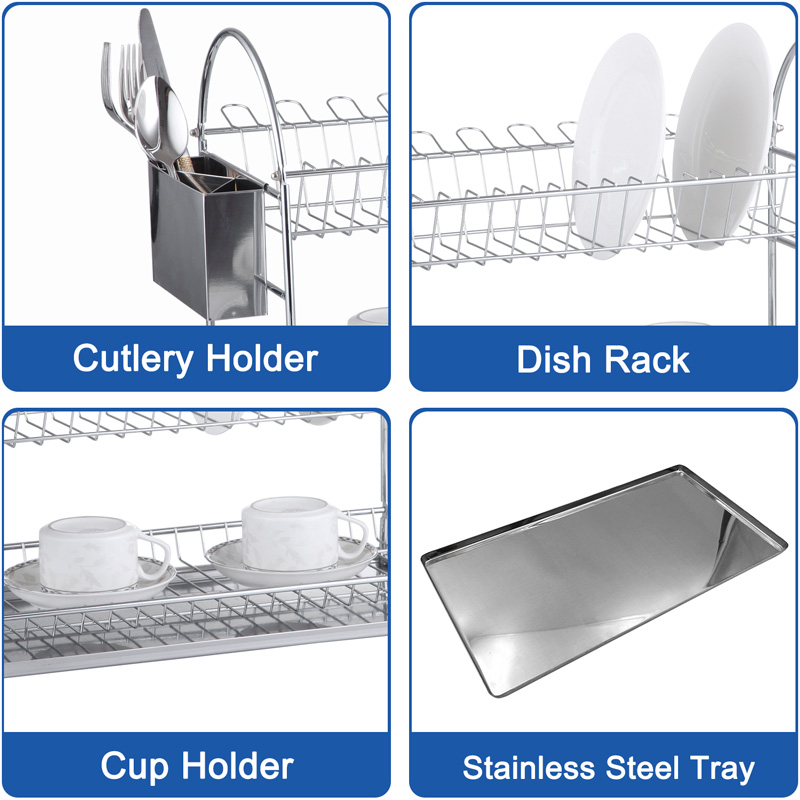 Double-Tier Stainless Steel Large Dish Rack